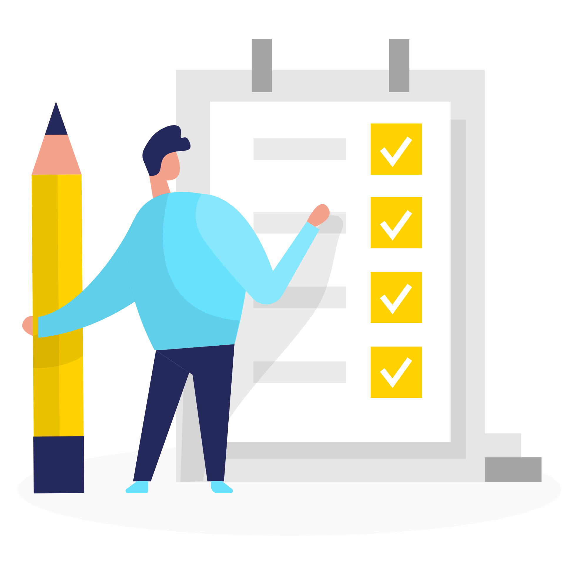 checklist-top チェックリストの前に立つ男性のイラスト
