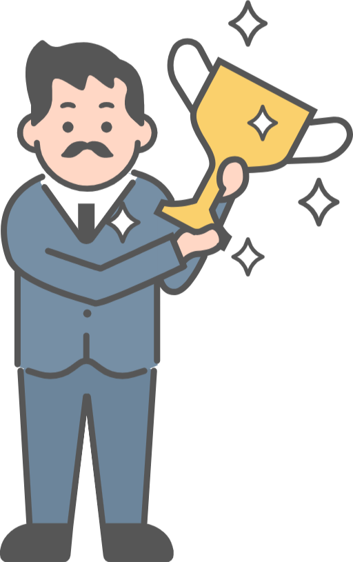 トロフィーを持つ男性